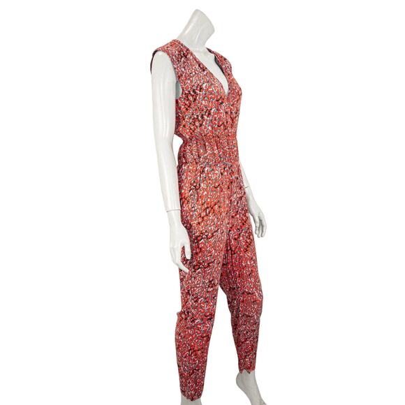 Maje NY Sleeveless Jumpsuit Floral Orange Gray print Size 36 - Picture 4 of 10